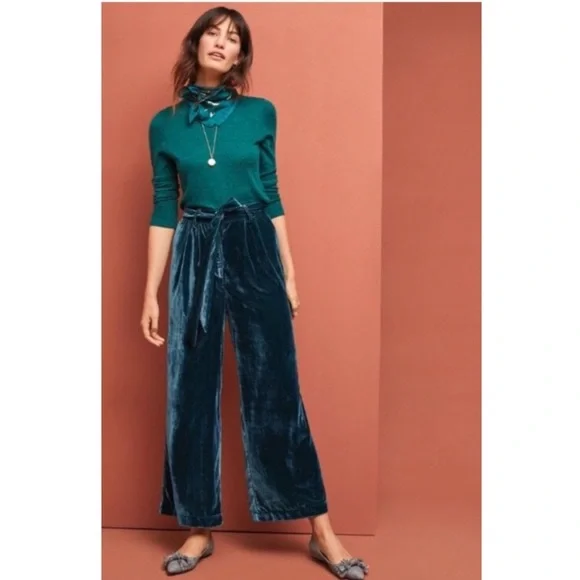 🆕NWT Anthropologie Velvet Wide Leg Trousers